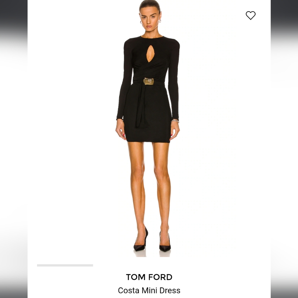Tom Ford Black Costa Dress with Gold Buckle